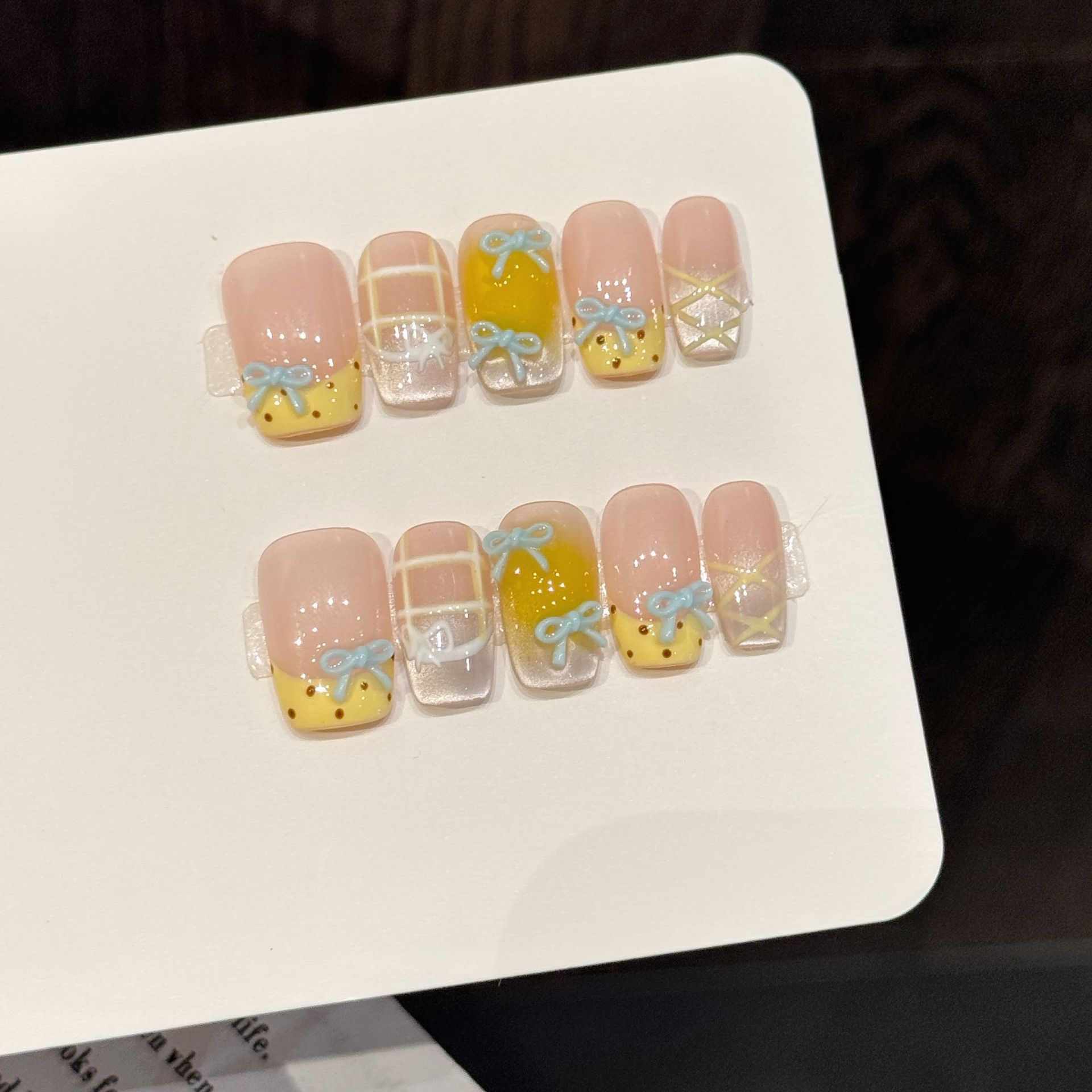 10pcs Handmade Kawaii Cute Gra - Nail Art Yellow ulasan dan harga