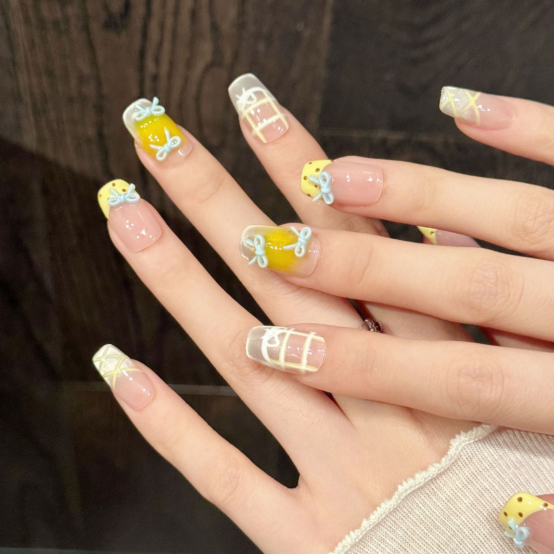 10pcs Handmade Kawaii Cute Gra - Nail Art Yellow ulasan dan harga