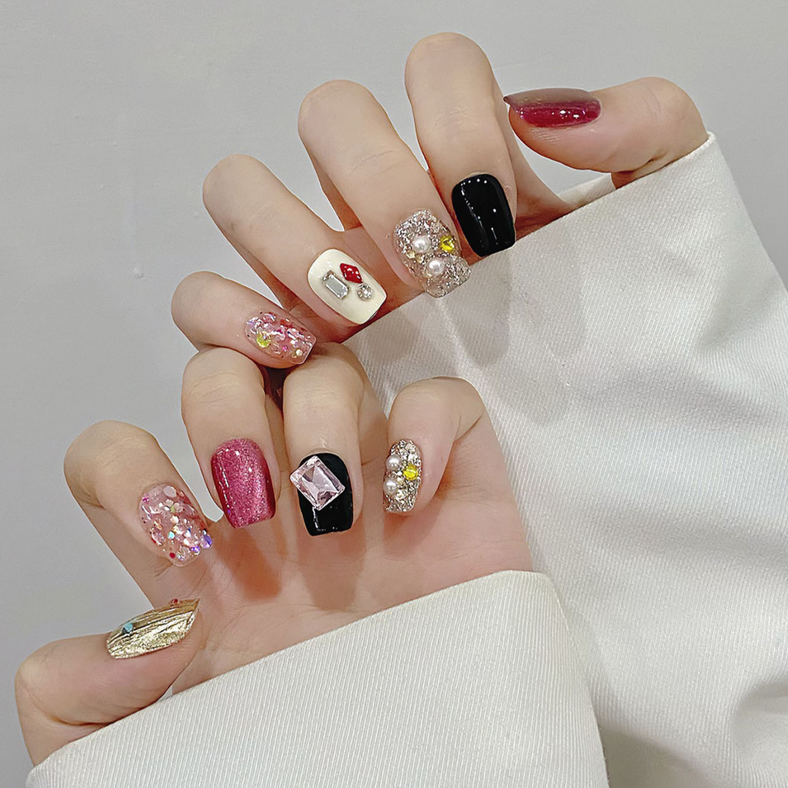 Handmade Press on Nails Glitte - Nail Art Cat Eye ulasan dan harga