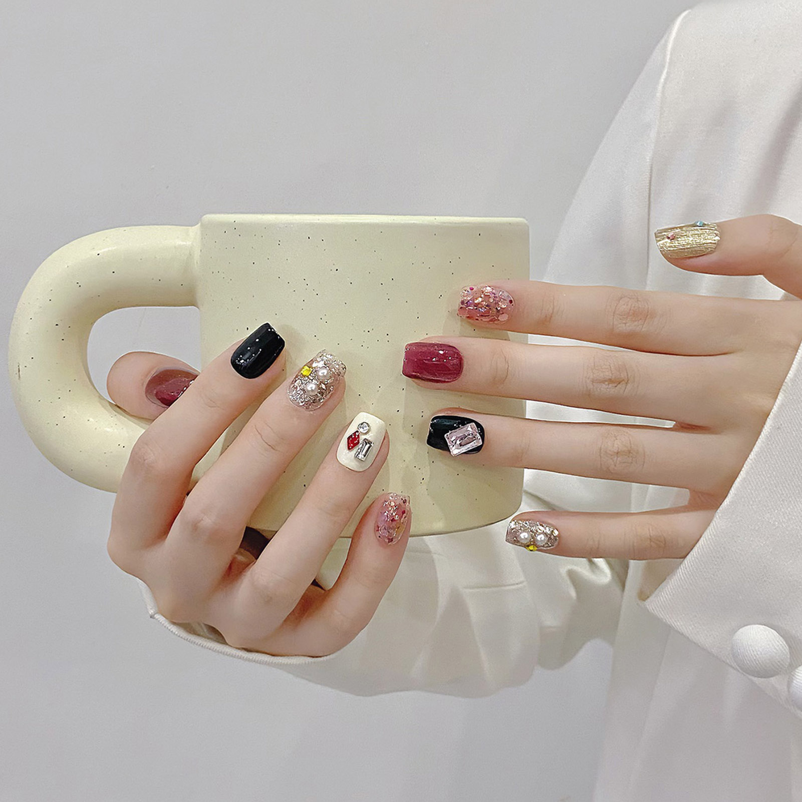 Handmade Press on Nails Glitte - Nail Art Cat Eye ulasan dan harga