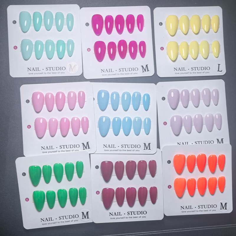 10pcs Almond Press on Nails Ha - Nail Art Yellow ulasan dan harga