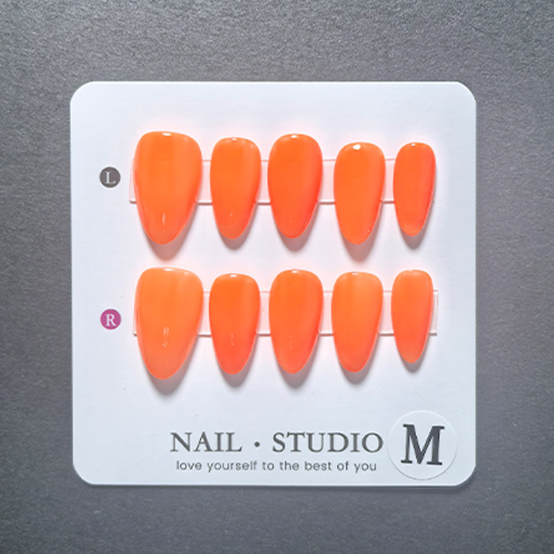 10pcs Almond Press on Nails Ha - Nail Art Yellow ulasan dan harga