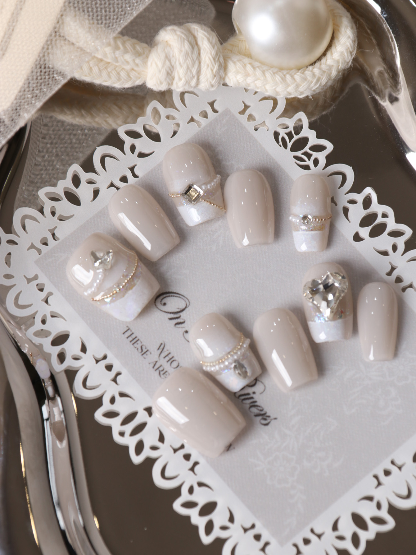 10Pcs Press on Nails Short Whi - Nail Art Fake Nails ulasan dan harga