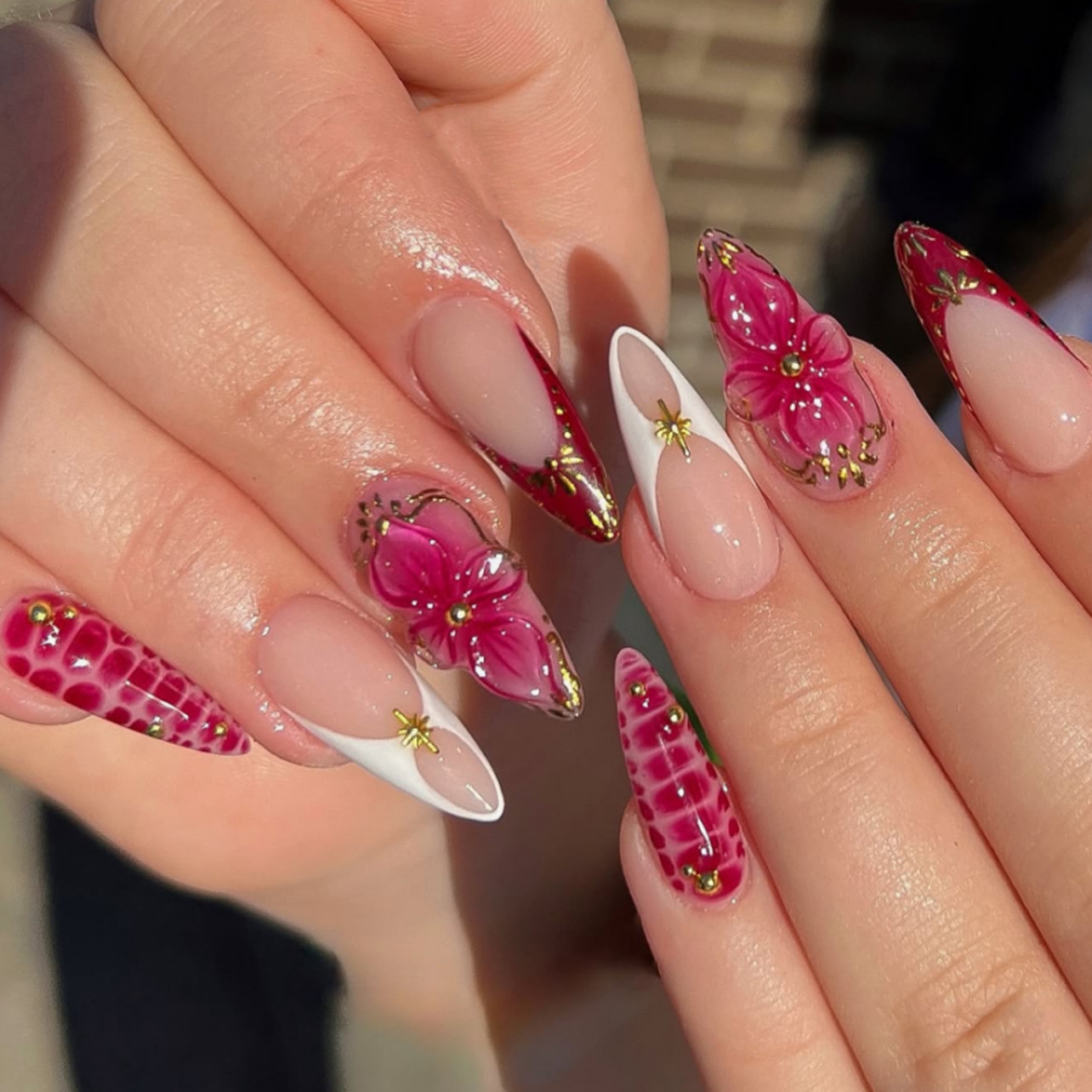 24pcs Finished Almond Press on - Nail Art Pink ulasan dan harga