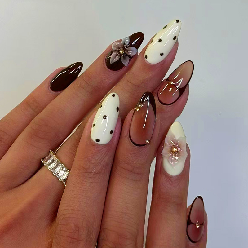 24pcs Finished Almond Press on - Nail Art Pink ulasan dan harga