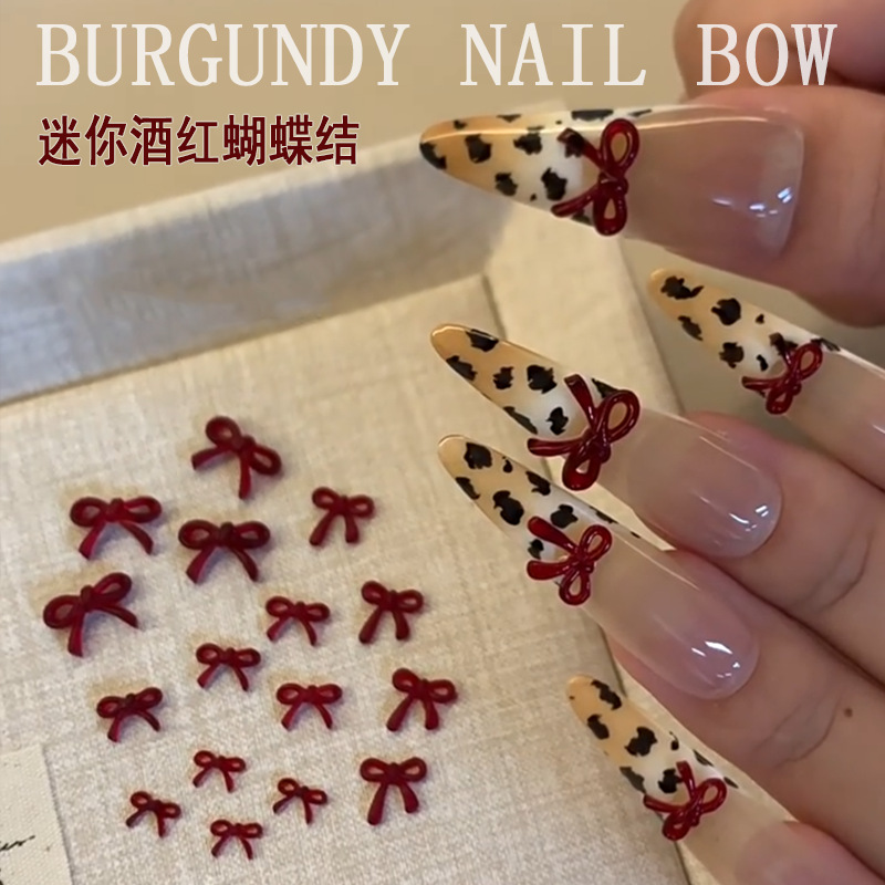 French Wine Red Bow Nail Art A - Nail Art Red Wine ulasan dan harga