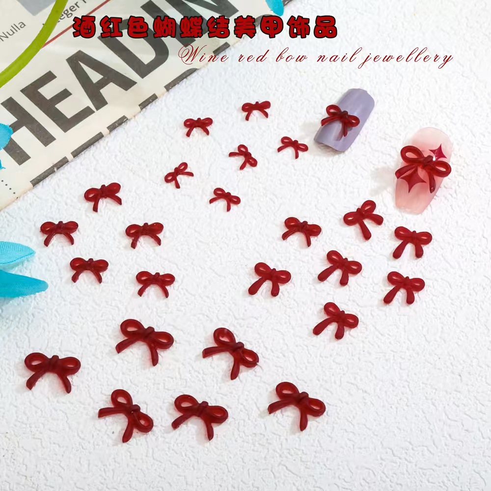 French Wine Red Bow Nail Art A - Nail Art Red Wine ulasan dan harga