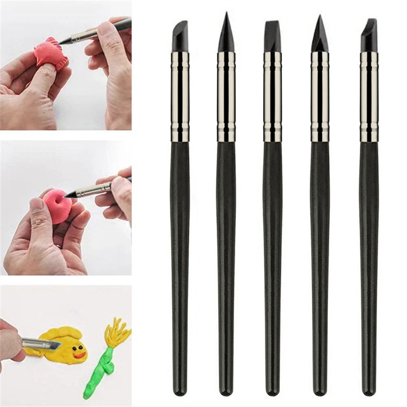 5Pcs Silicone Clay Sculpting T - Nail Art Dotting Tool ulasan dan harga