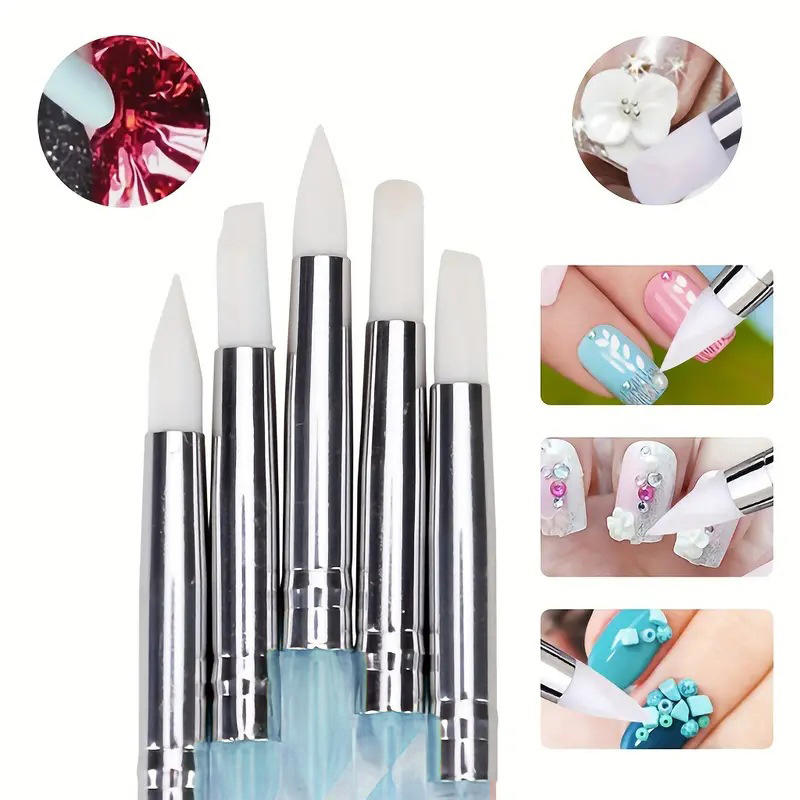 5Pcs Silicone Clay Sculpting T - Nail Art Dotting Tool ulasan dan harga