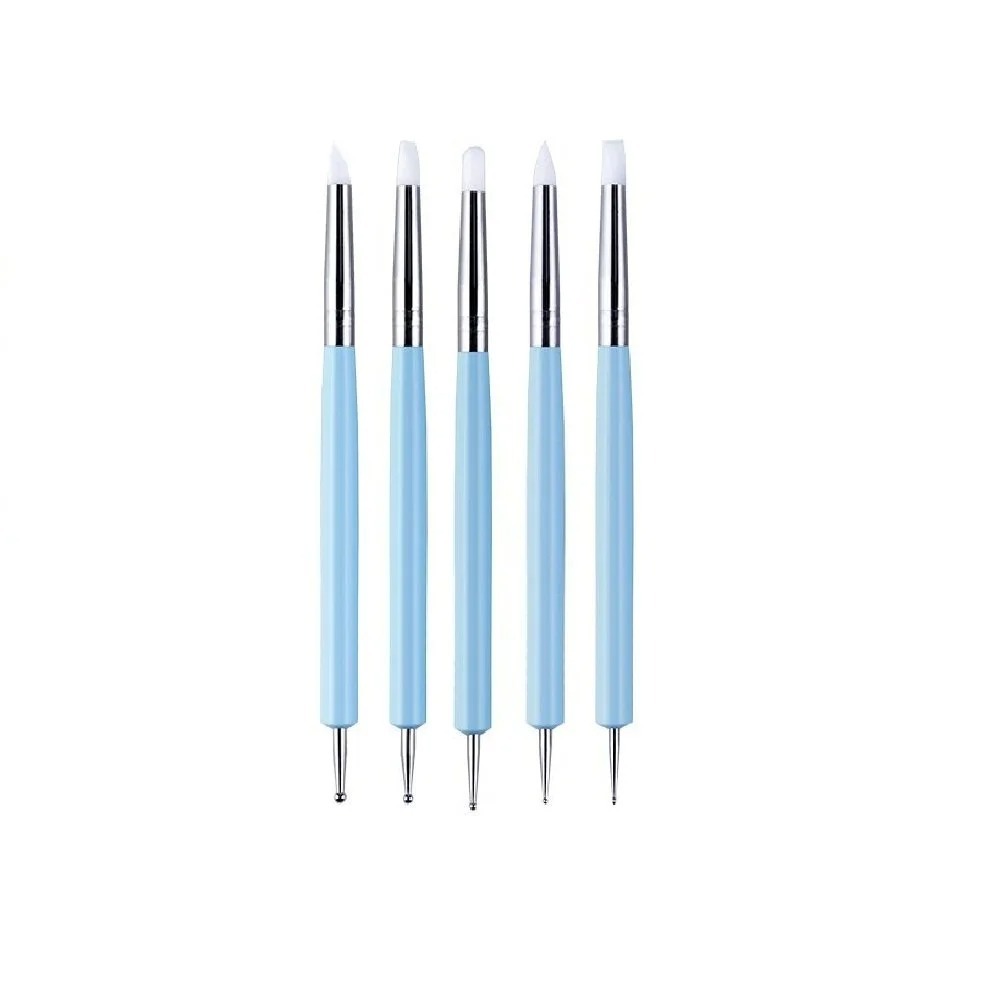 5PCS Silicone Clay Sculpting T - Nail Art Dotting Tool ulasan dan harga