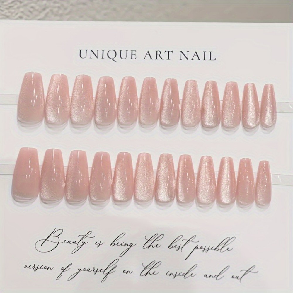 24pcs Sparkling Pink Glitter C - Nail Art Fake Nails ulasan dan harga