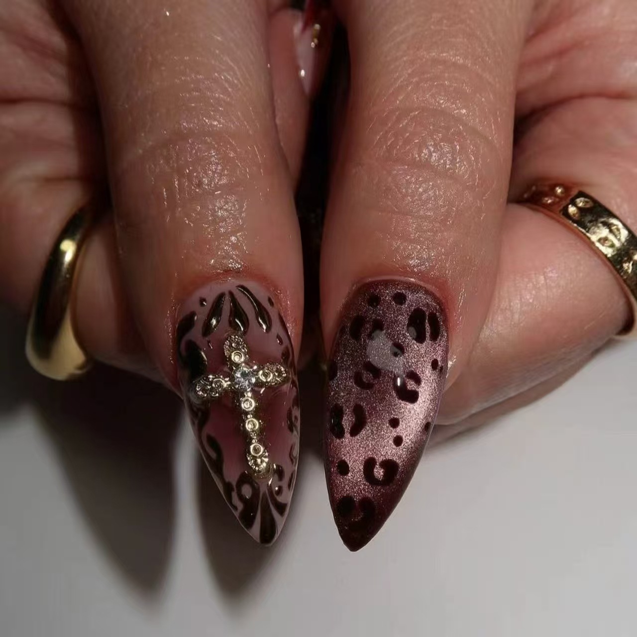 Gradient wine red brown fake n - Nail Art Fake Nails ulasan dan harga