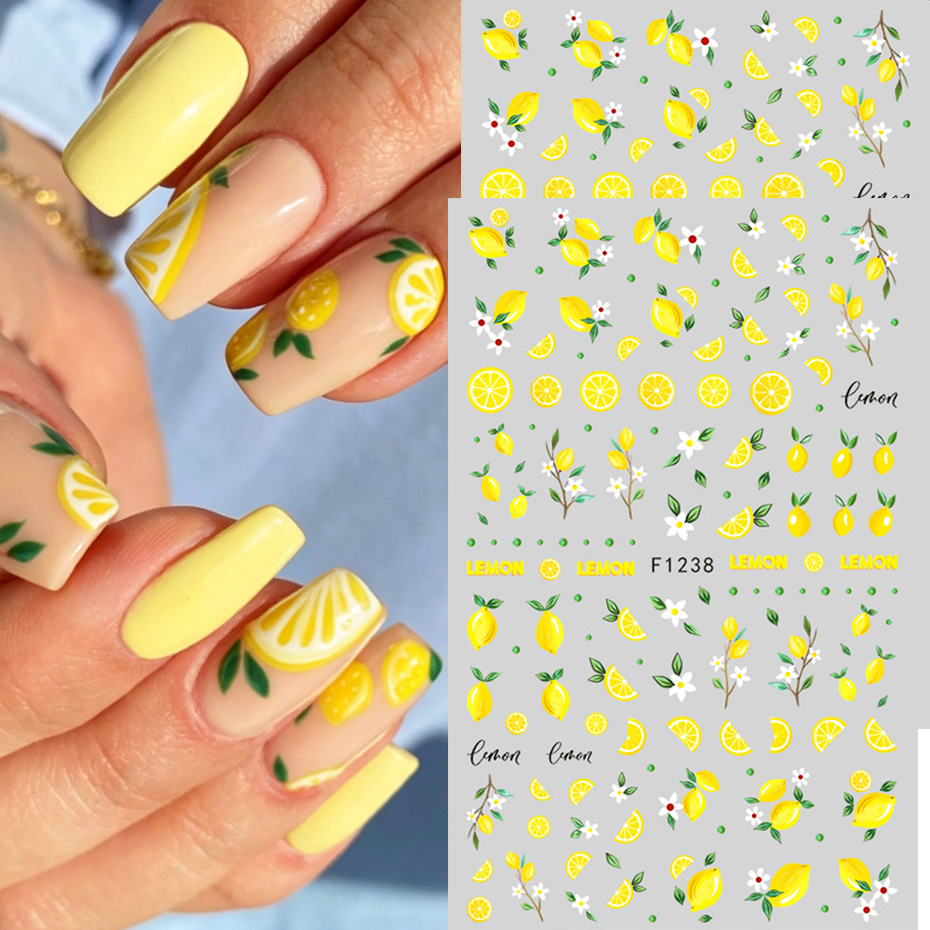 2pcs Yellow Lemon Slice Nail A - Nail Art Yellow ulasan dan harga