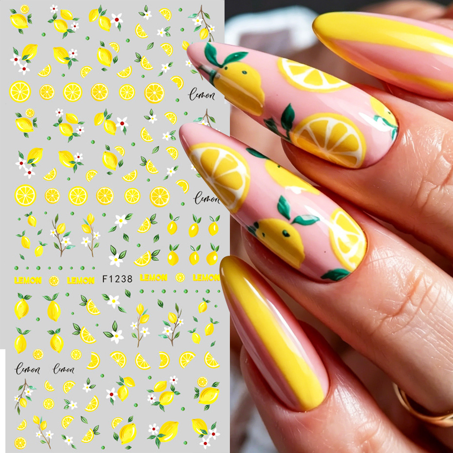 2pcs Yellow Lemon Slice Nail A - Nail Art Yellow ulasan dan harga
