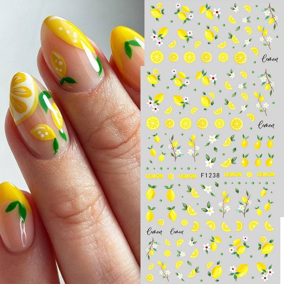 2pcs Yellow Lemon Slice Nail A - Nail Art Yellow ulasan dan harga