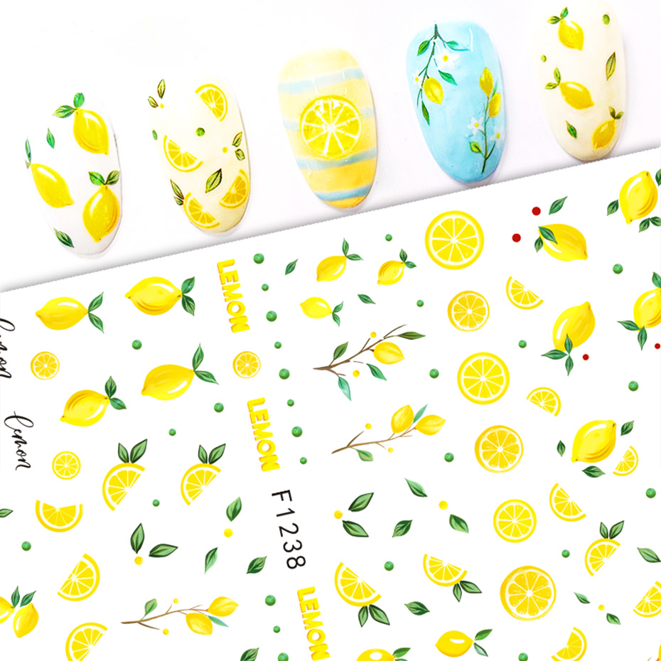 2pcs Yellow Lemon Slice Nail A - Nail Art Yellow ulasan dan harga
