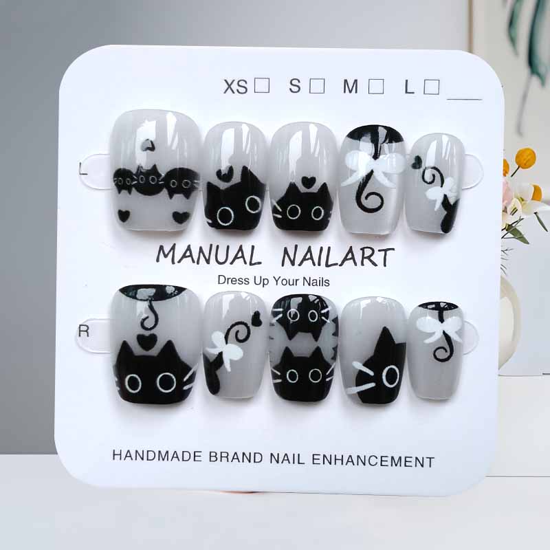 10Pcs Cute Cartoon Black Cat a - Nail Art Cat Eye Pink ulasan dan harga