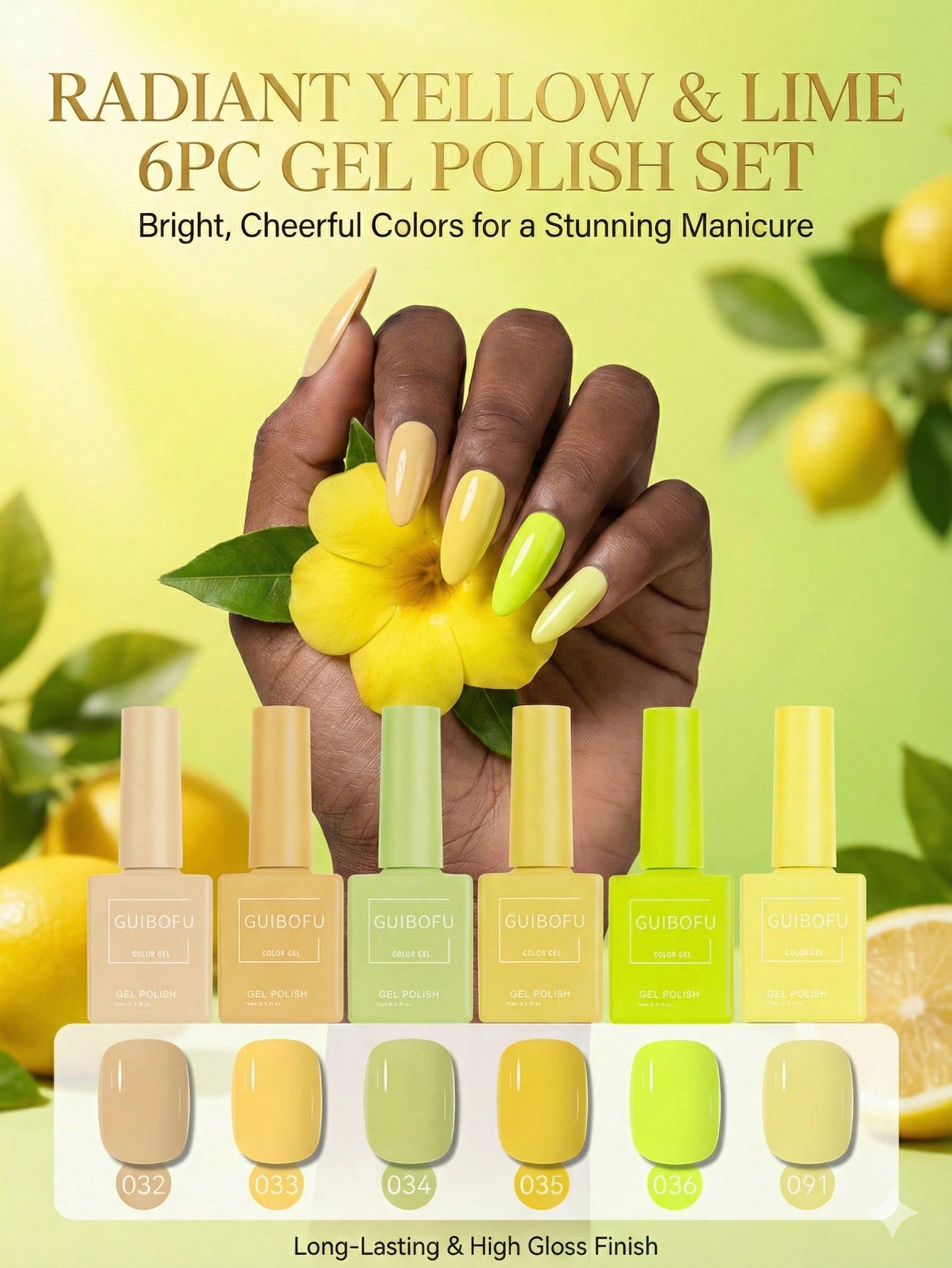 6pcs/set 15ml yellow kit lemon - Nail Art Yellow ulasan dan harga