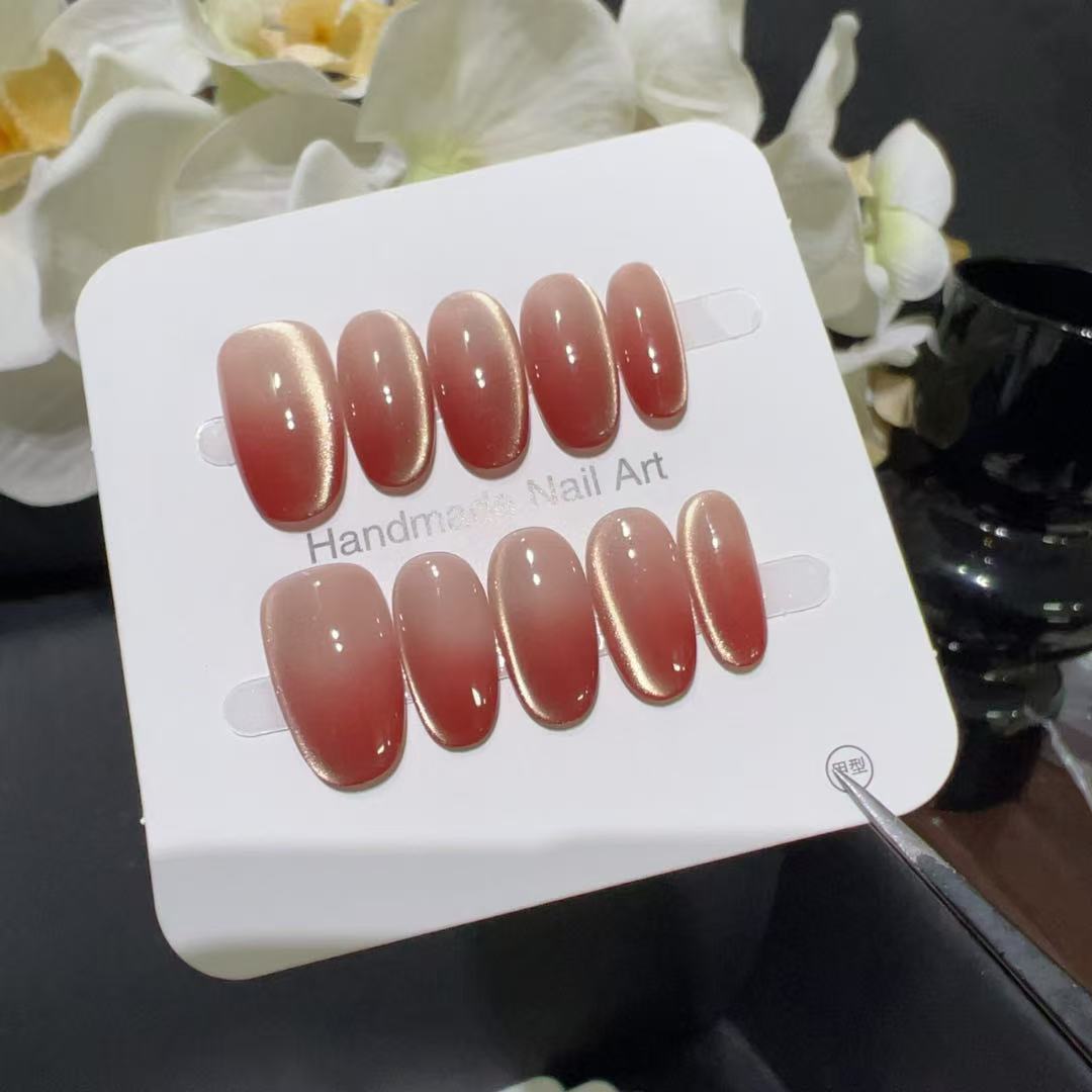 10pcs Light Luxury Handmade Sh - Nail Art Red Wine ulasan dan harga