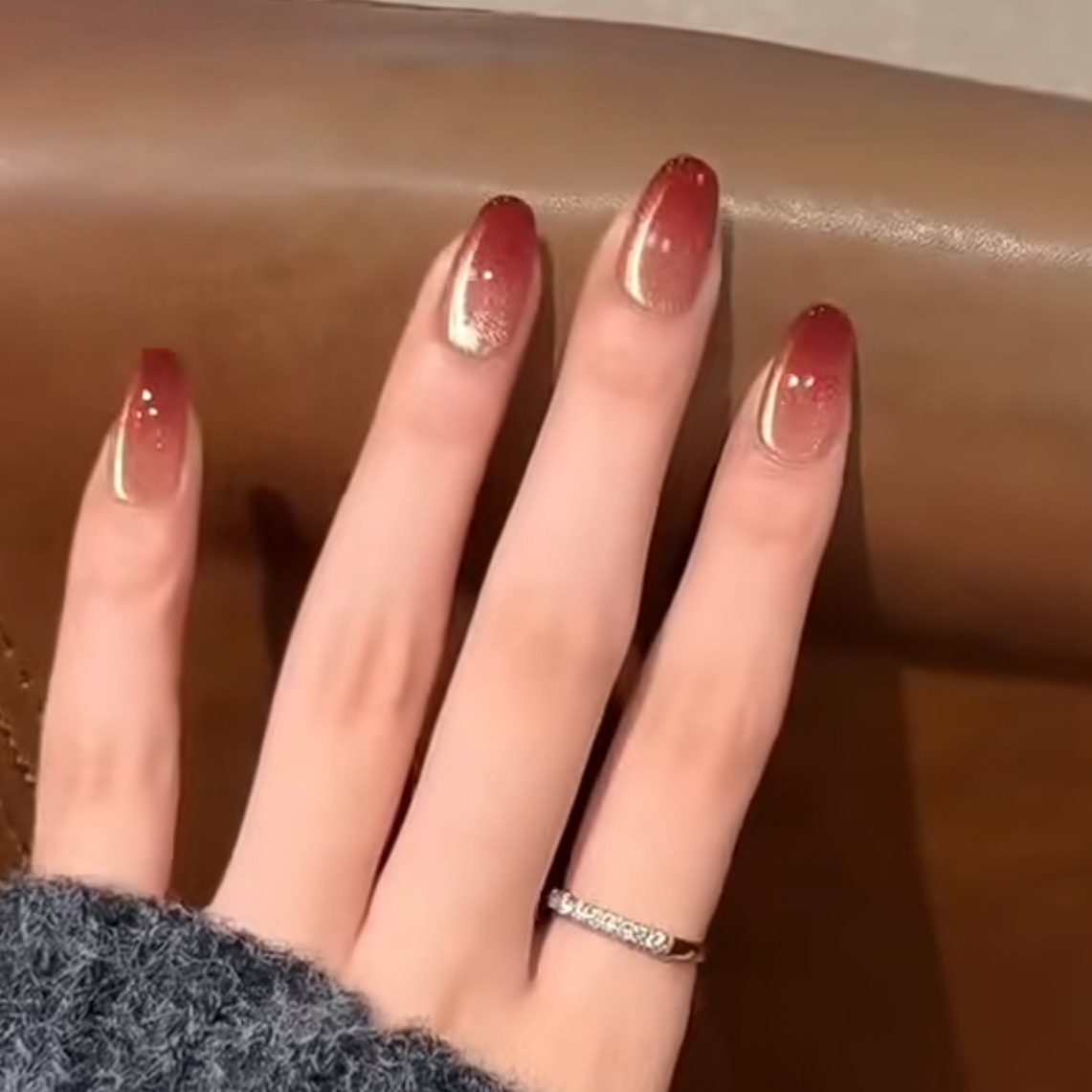 10pcs Light Luxury Handmade Sh - Nail Art Red Wine ulasan dan harga