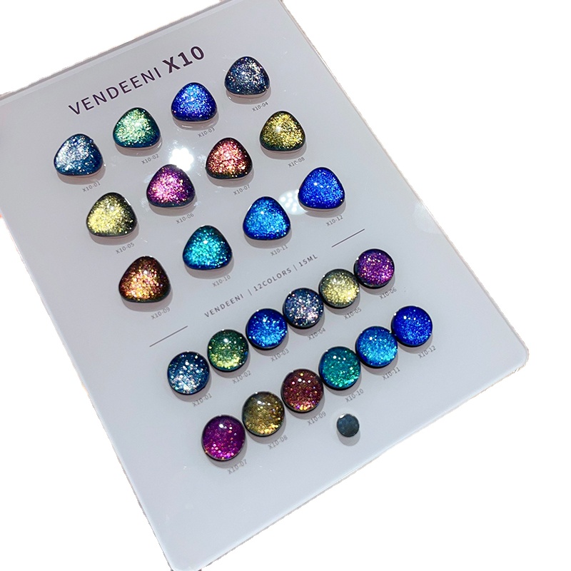 VENDEENI 18 Colors 12 Color Gl - Nail Art Cat Eye ulasan dan harga