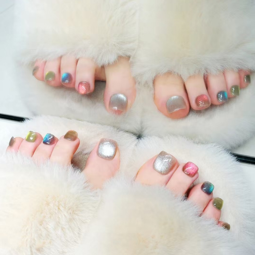 24Pcs Fake Toenails Colorful C - Nail Art Cat Eye ulasan dan harga