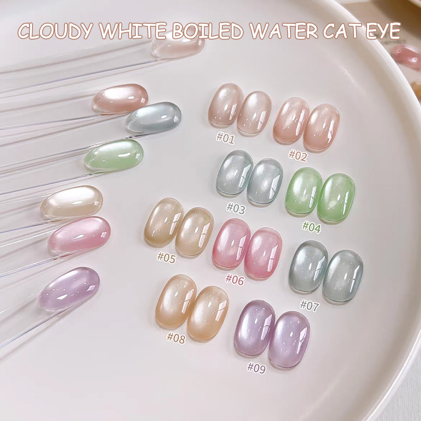 SHAKA 1pcs Clear Cloudy White  - Nail Art Cat Eye Pink ulasan dan harga